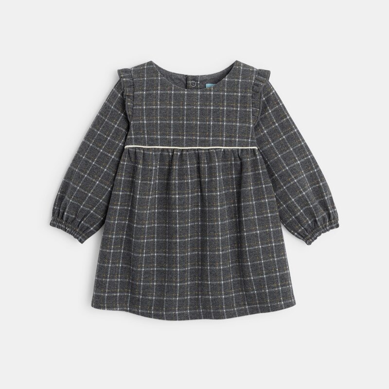 Robe flanellisée à carreaux grise bébé fille Gris ou noir