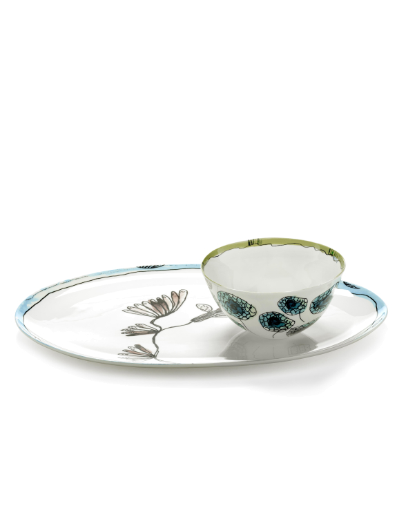 Serax Midnight Flowers by Marni Camelia Aubergine serveerschaal 46,5x30