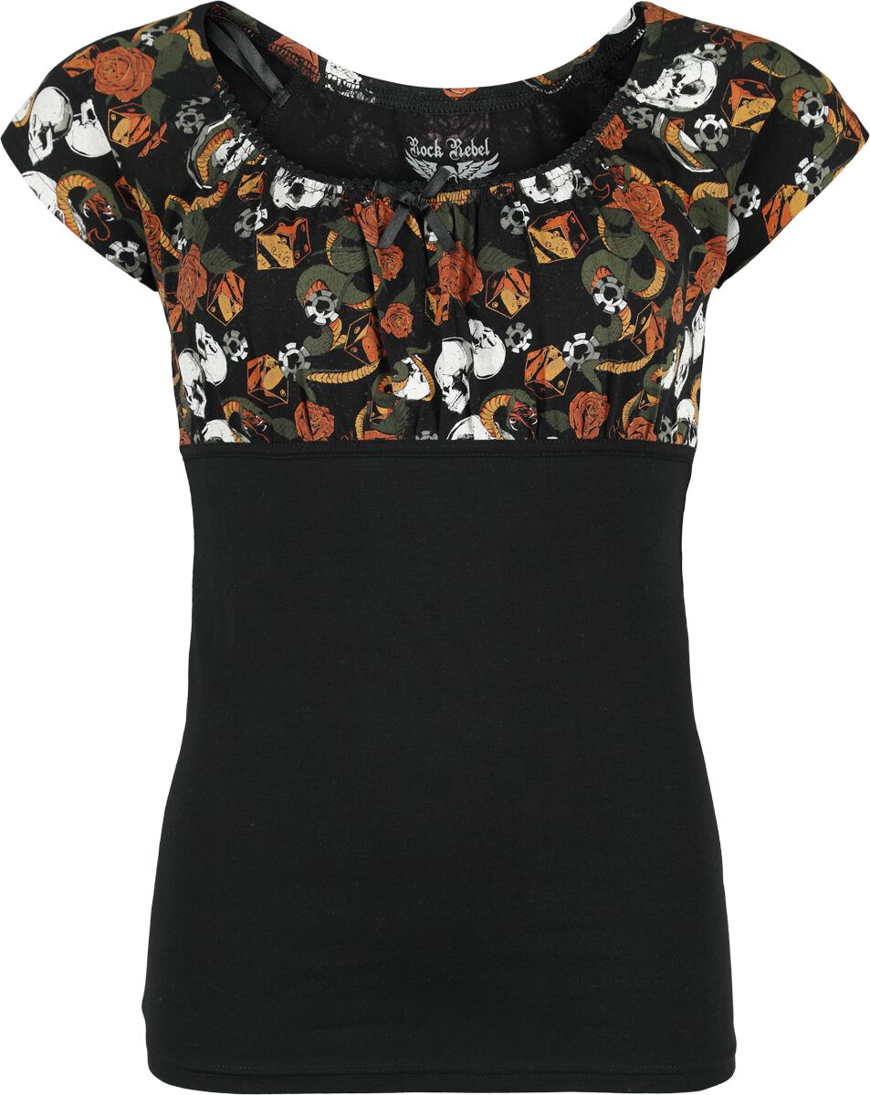 Pleated T-Shirt with Old School Print | Rock Rebel by EMP T-Shirt Manches courtes