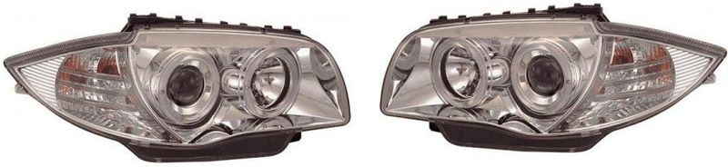 Bmw - Set Koplampen - Chroom - Passend Voor 1-Serie E81/E87 2004-2011 - Incl. Angel-Eyes
