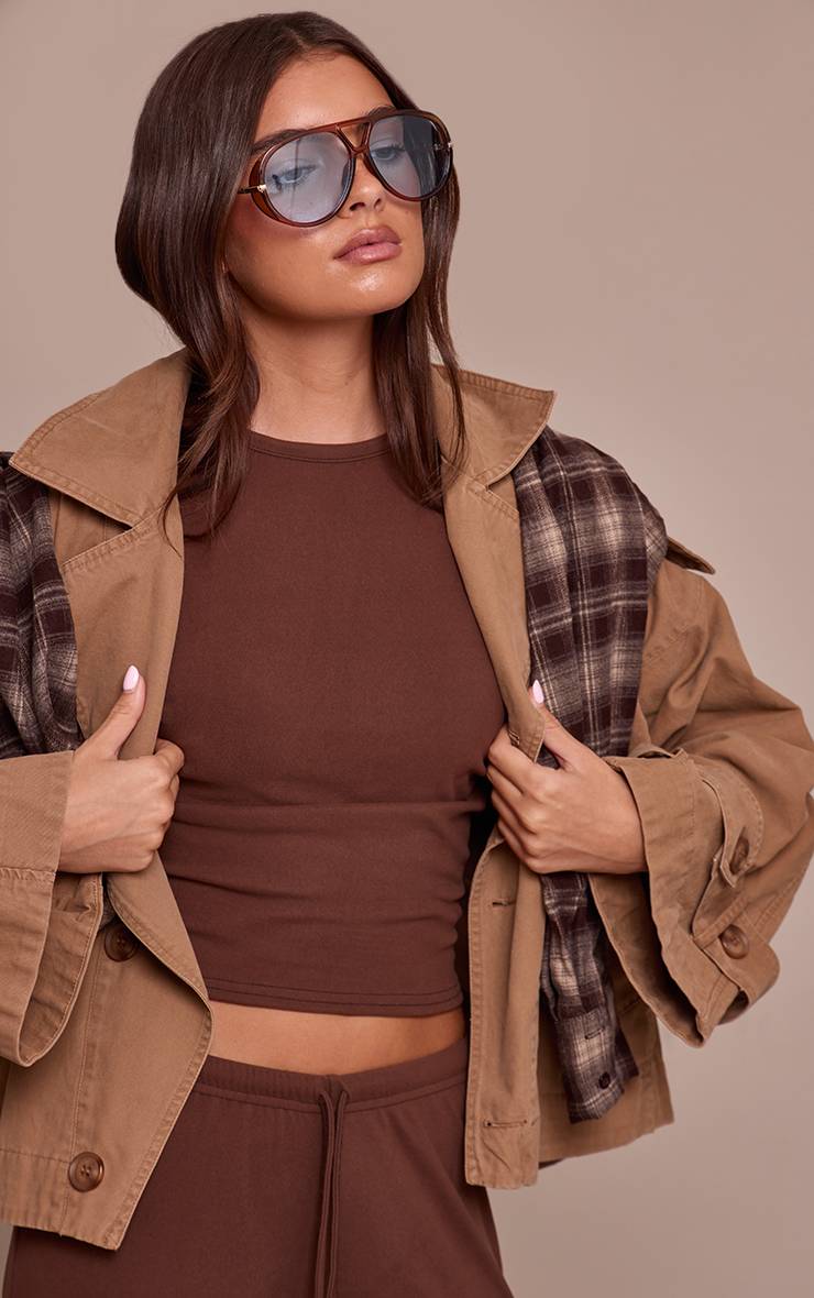 Chocolat Pantalon Décontracté Taille Nouée Toucher Doux