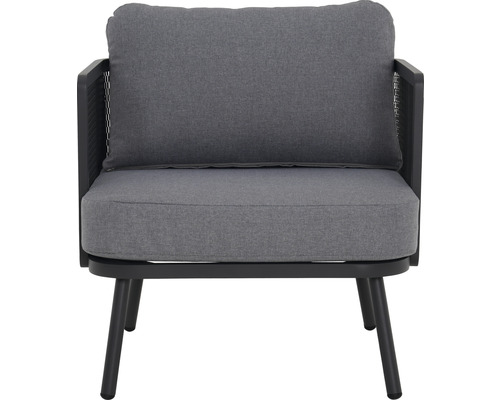 Garden Place 4-zits loungeset bestaande uit: 2 tafels, 2 fauteuils, bank, metaalgrijs