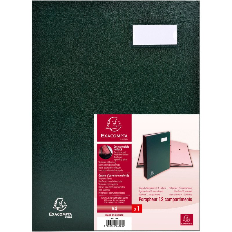 Parapheur direction Exacompta- 12 compartiments vert