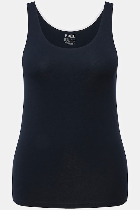 Tanktop, farbige Kanten, Rundhals, ärmellos, Biobaumwolle