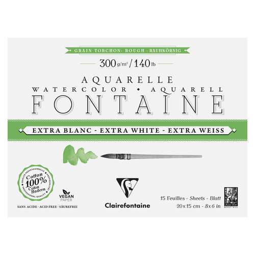 Clairefontaine FONTAINE Aquarellblock Extraweiß, Torchon