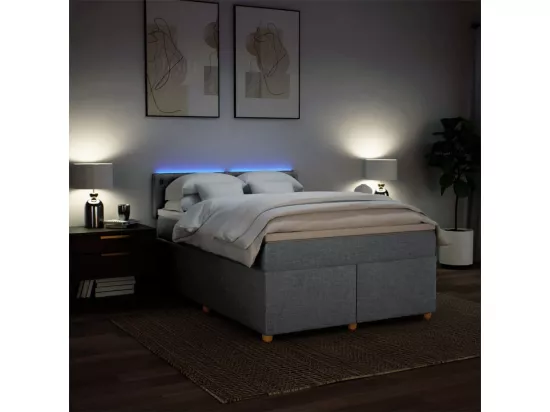 Sommier à lattes de lit avec matelas Gris clair 140x190cm Tissu