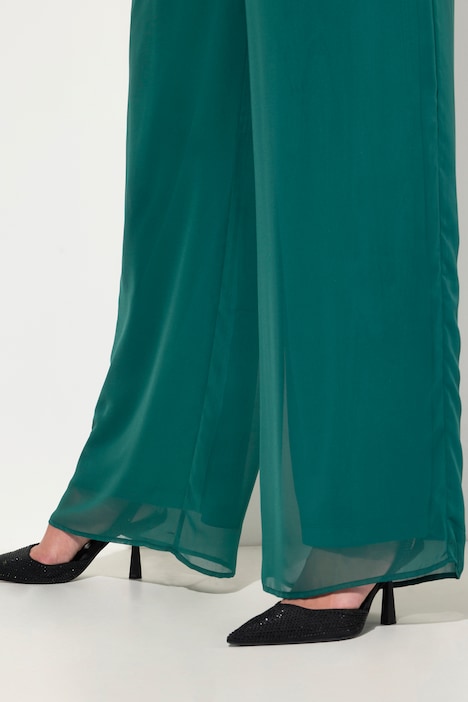 Chiffonhose, doppellagig, weites Bein, Elastikbund