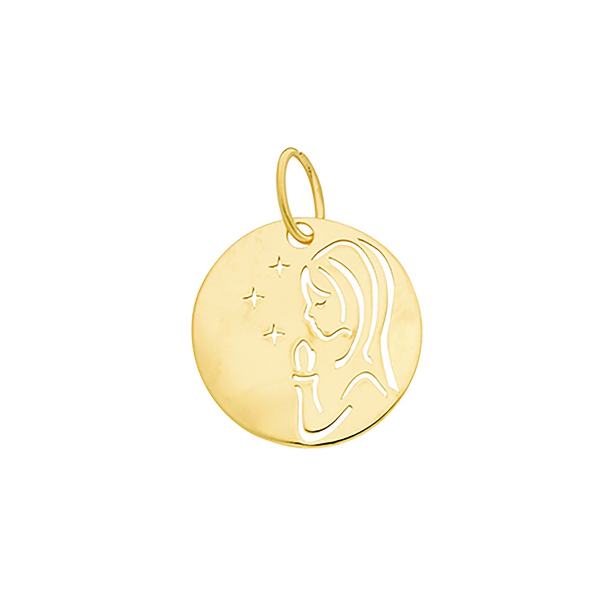 Médaille Brillaxis Vierge découpée étoiles 9 carats16mm