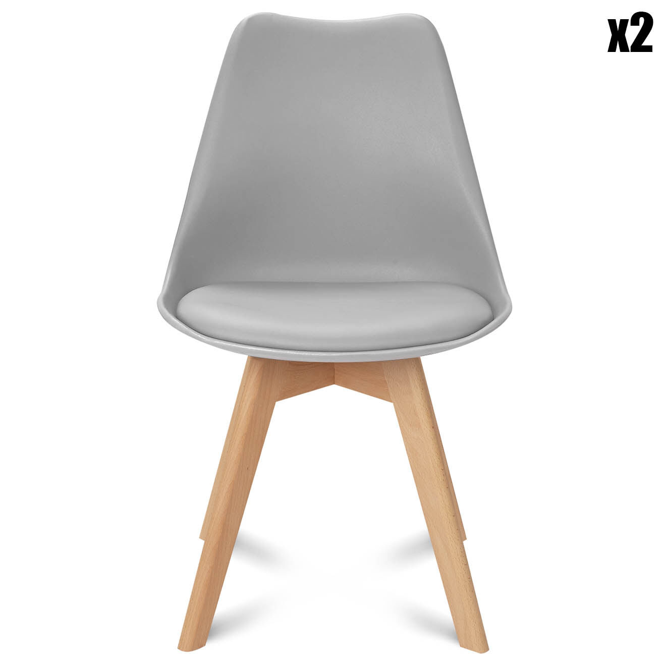 Idomya 2 Chaises Suedia gris clair - 40x54x80 cm