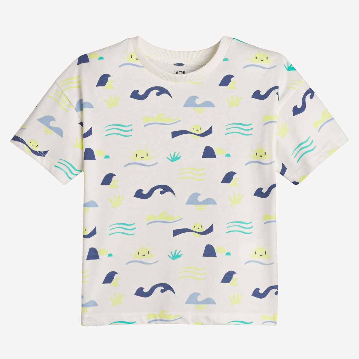 COLEÇÕES LA REDOUTE<br>Camiseta de gola redonda estampada com motivos de ondas e sol
