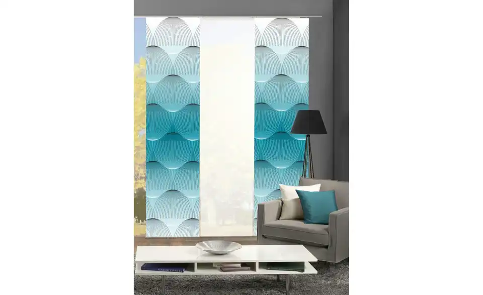 Schiebevorhang Blau 3er-Set
