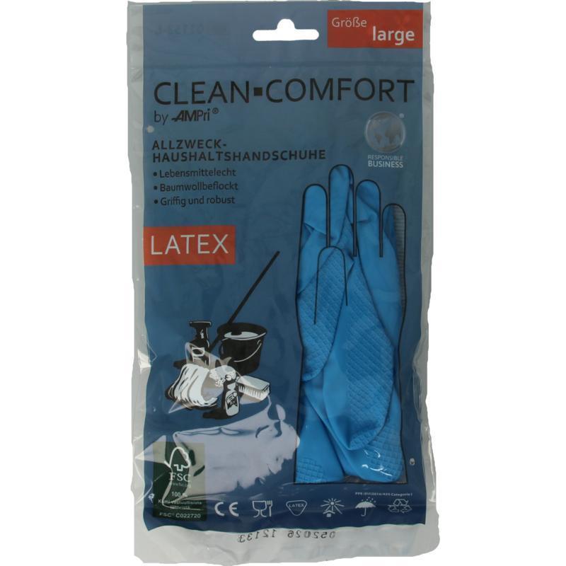 clean-comfort Huishoudhandschoen Blauw Maat L 1 Paar