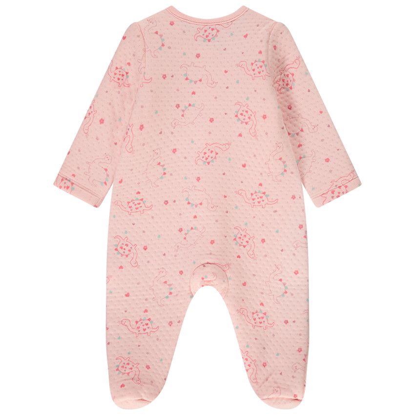 Dors-bien en jacquard imprimé dinosaures pour bébé fille - Rose