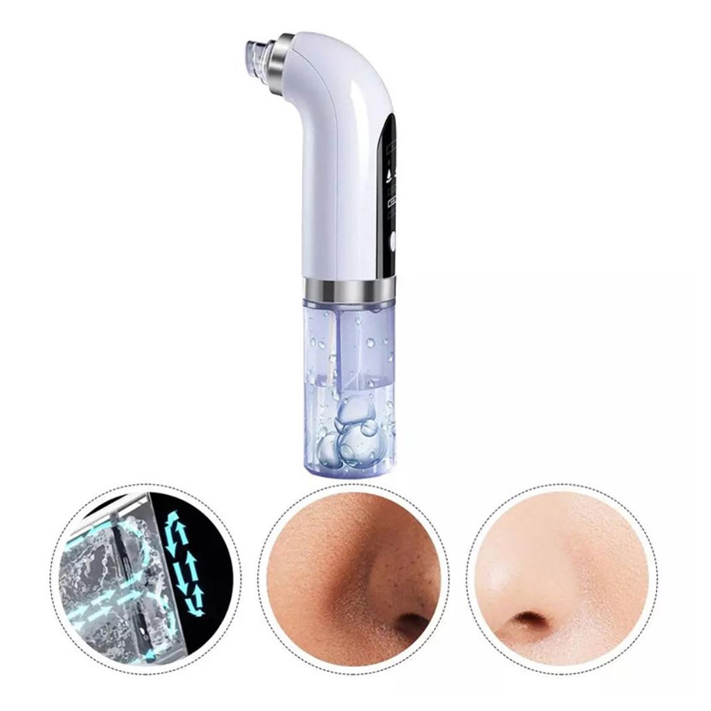 (8-tlg. Set) 5in1 Elektrischer USB Gesichtsreiniger / Mitesserentferner   Wassertank - Weiss