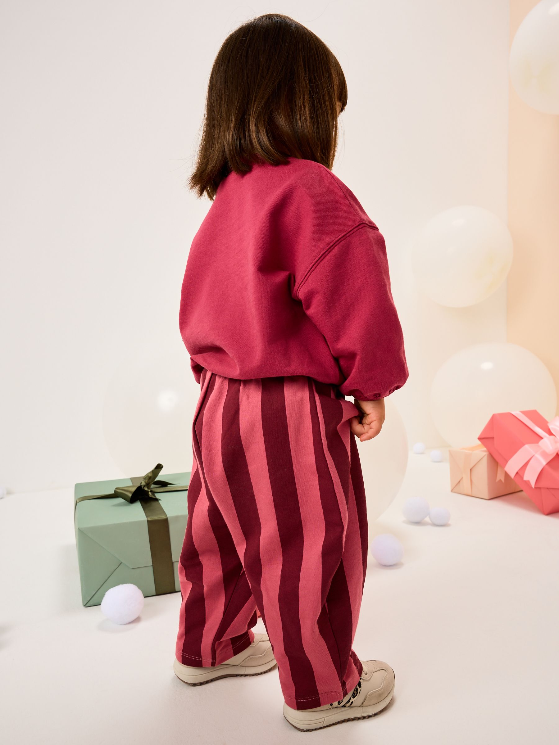 Bordeaux Rood kerstman - Set met top met lange mouwen en broek met wijde pijpen (3mnd-7jr)