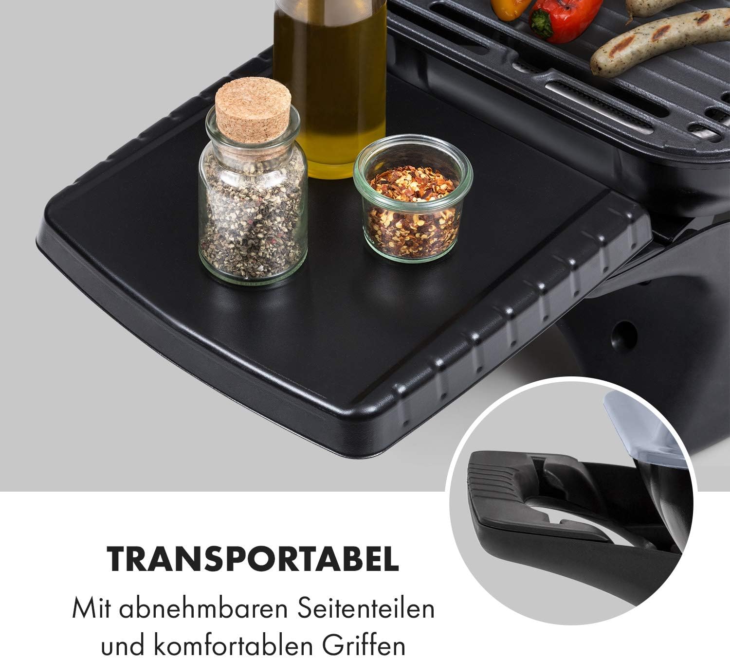 Klarstein Parforce Duo Gasgrill BBQ-Gasbrenner (4,4 kW, 2 x Brenner, Gastyp: Butan/Propan, Verbrauch: 363 g/h, 15000 BTU, 300 °C, elektrische Zündung, abnehmbare Seitenteile, Deckel) grau