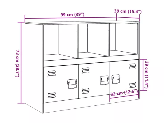 Buffet anthracite 99x39x73 cm acier