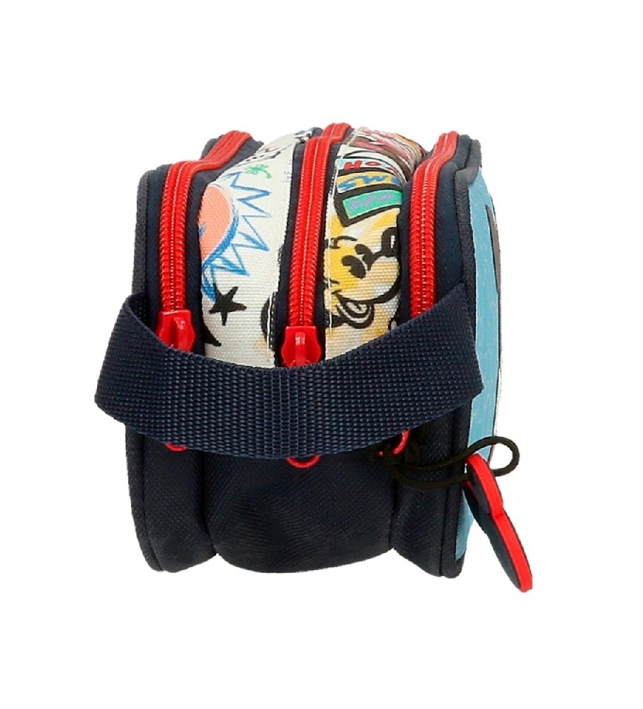 Estojo para lápis Disney Mickey Be Cool com três zíperes - Azul