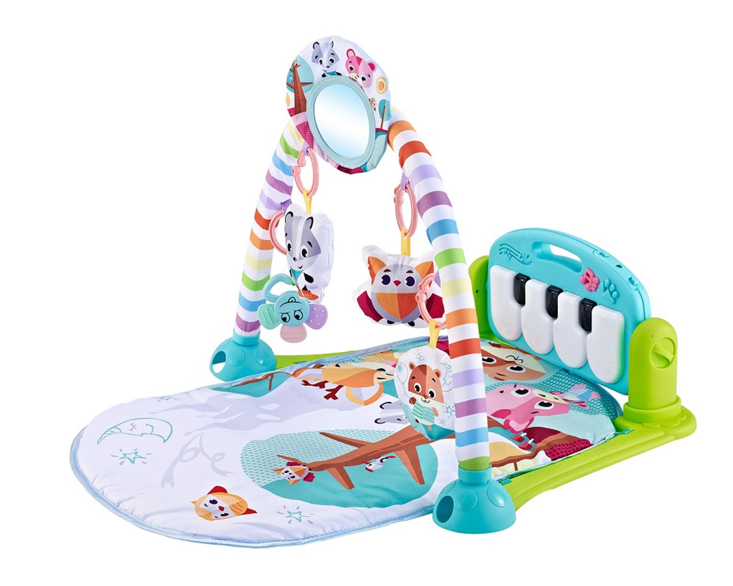 Kikkaboo, Krabbeldecke Piano, Spielcenter, Klaviertasten, Plüschfiguren, Musik blau