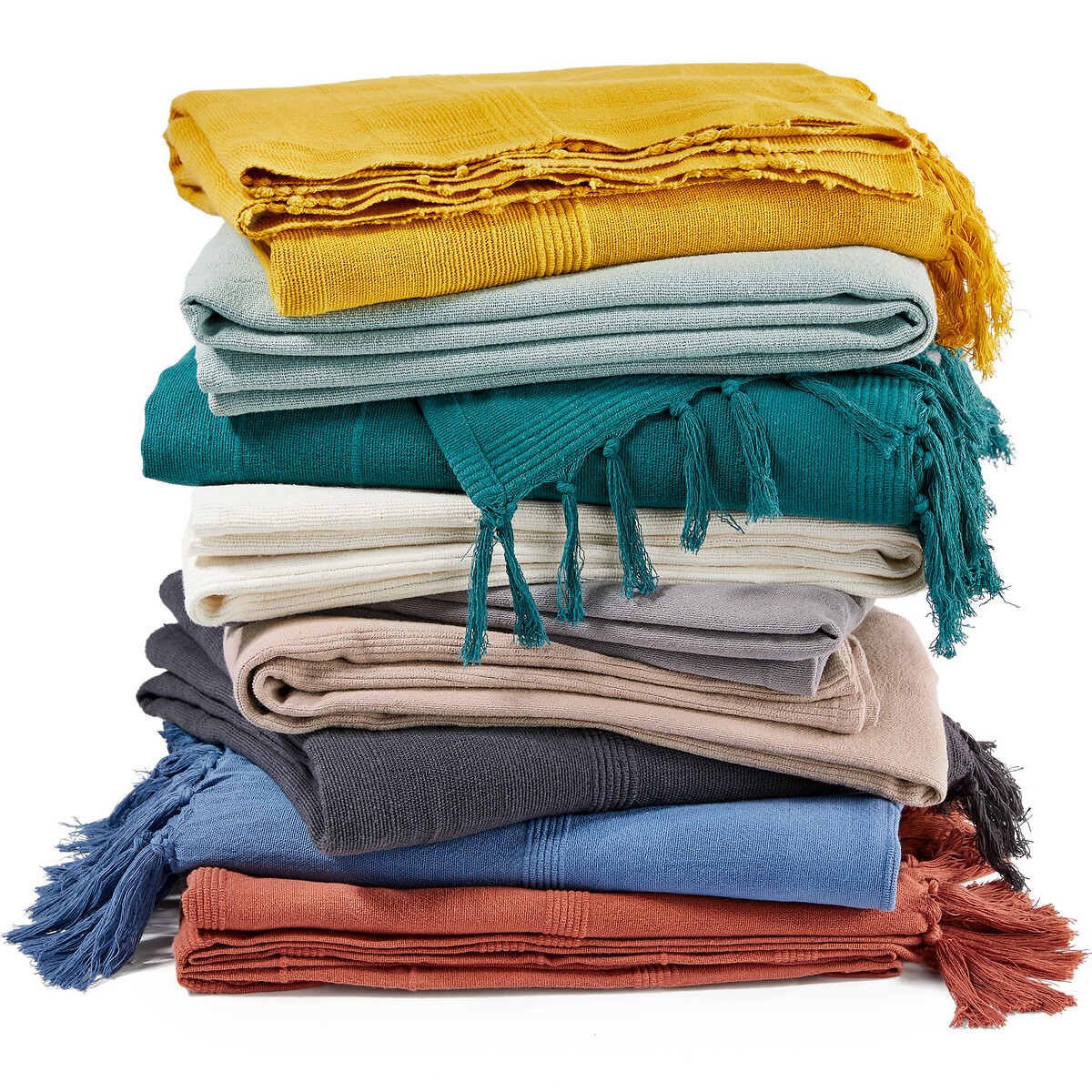 LA REDOUTE INTERIEURS<br>Manta de algodão com franjas, Nedo