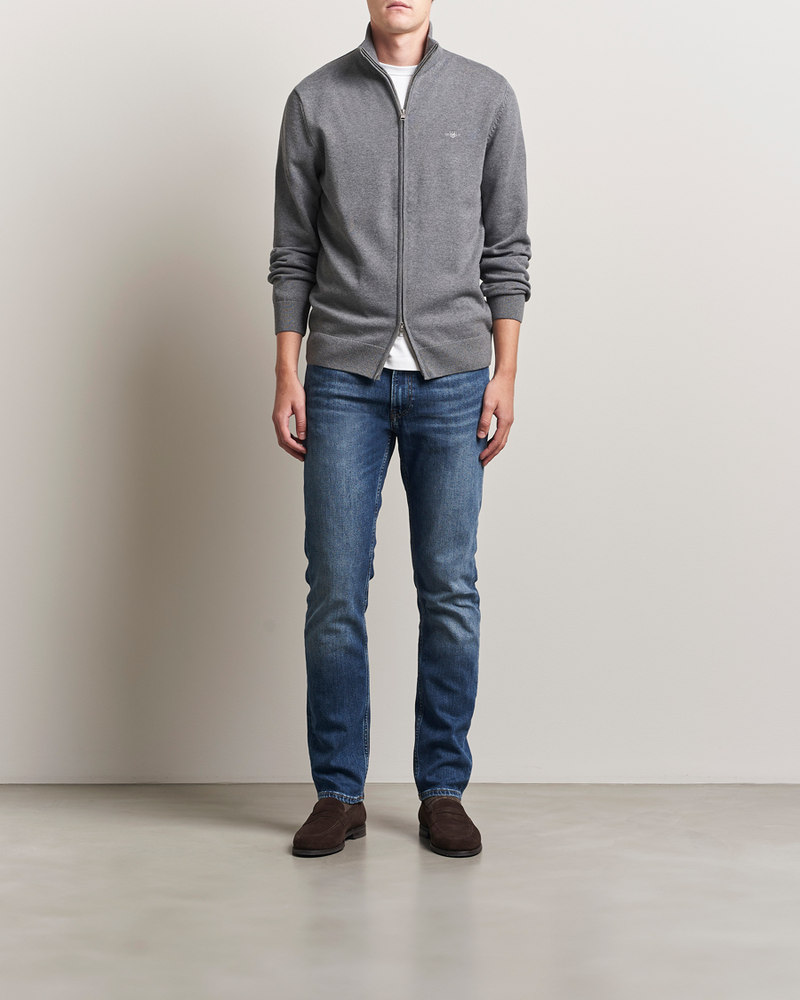 GANT Casual Cotton Full Zip Dark Grey Melange