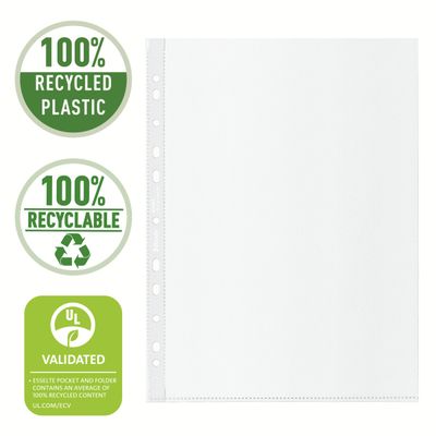 Esselte - 100 Pochettes perforées - A4 - PP - 100 % Recyclées
