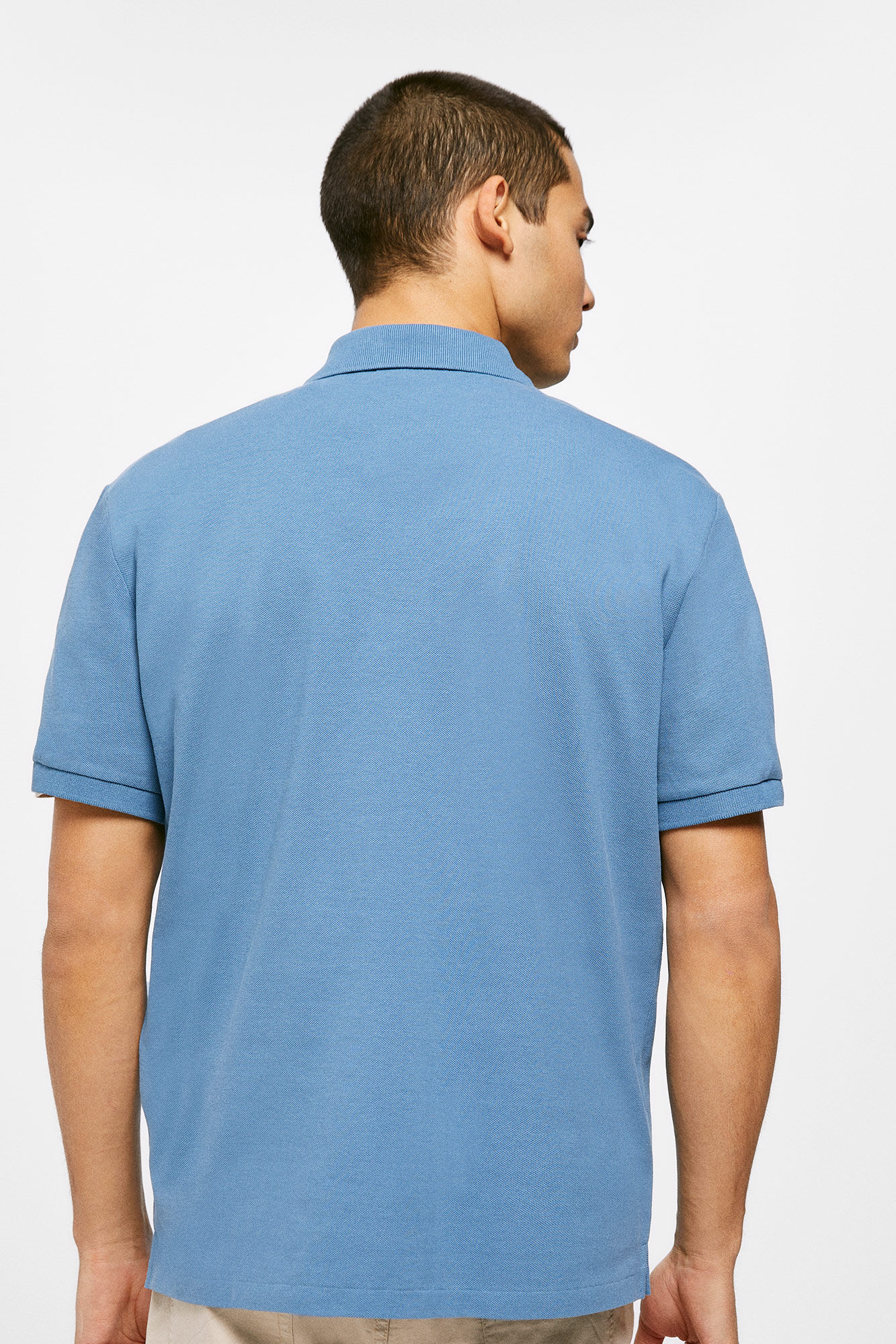 Camisa polo básica em piqué - azul médio