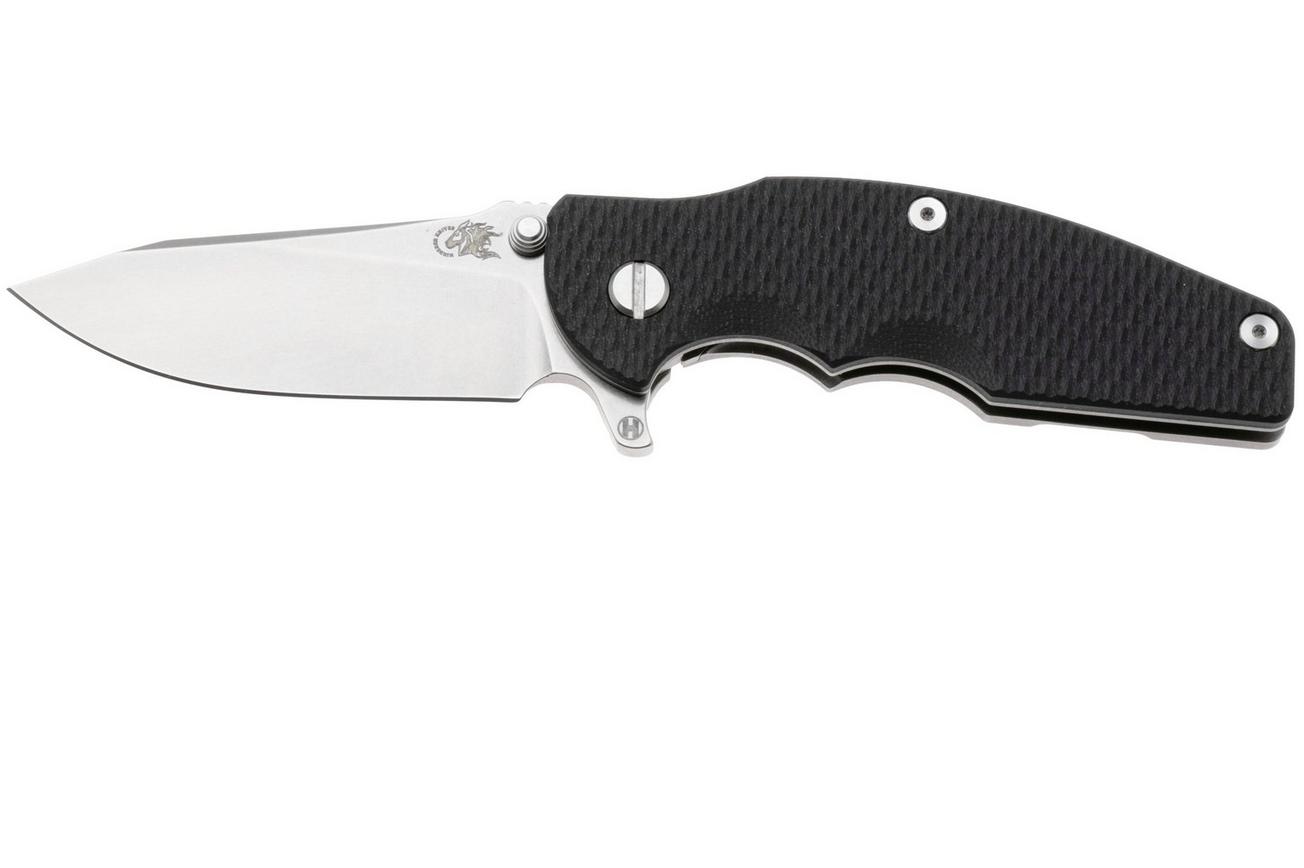 Rick Hinderer Jurassic Slicer, Hollow Ground Magnacut, Stonewashed, Black G10, zakmes