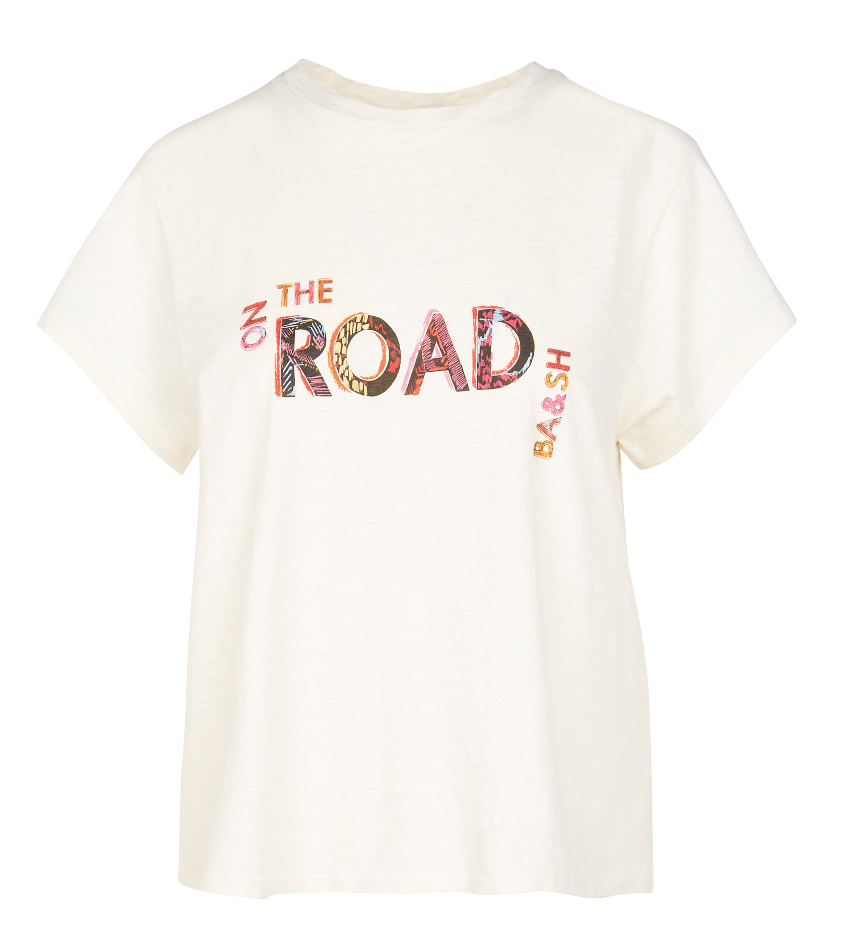 MITA - Tee-shirt col rond sérigraphié en coton | Beige
