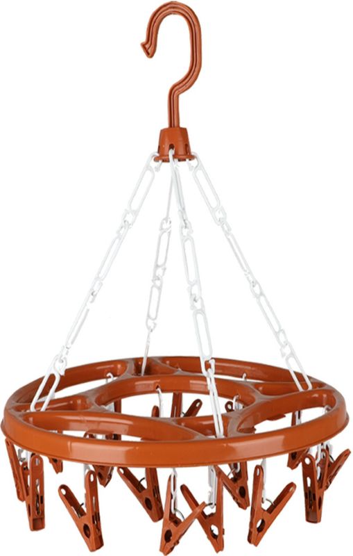 Urban Living Wasgoed droogcarrousel/droogmolen - 2x - 18 clips/knijpers - terra - kunststof - 32 cm