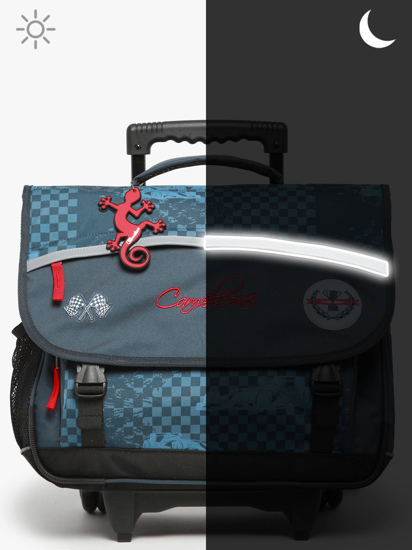 Cartable  roulettes enfant 3 compartiments CAMELEON