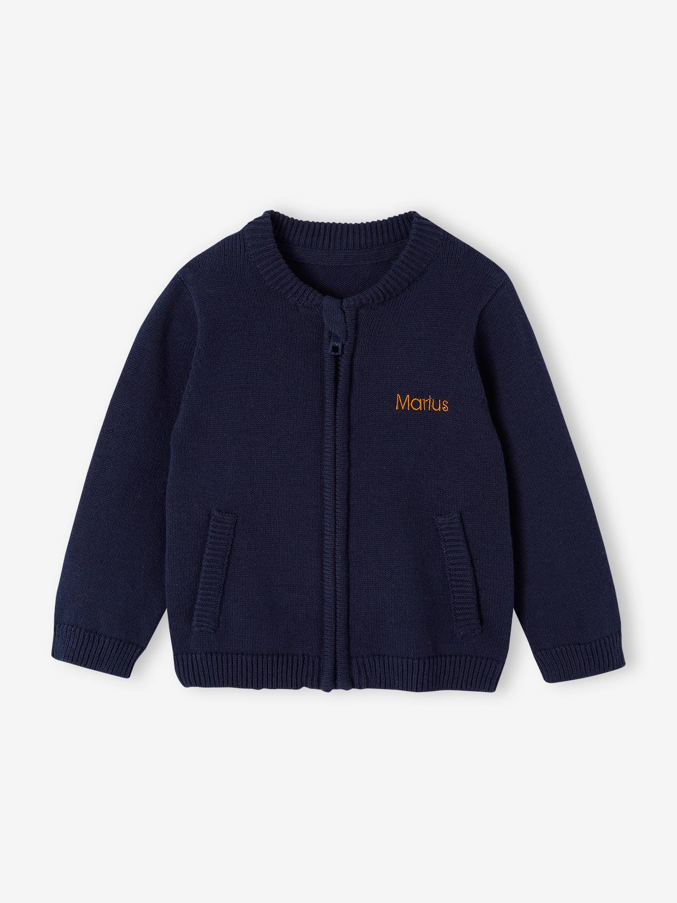 Casaquinho azul marinho estilo teddy com zíper para bebê