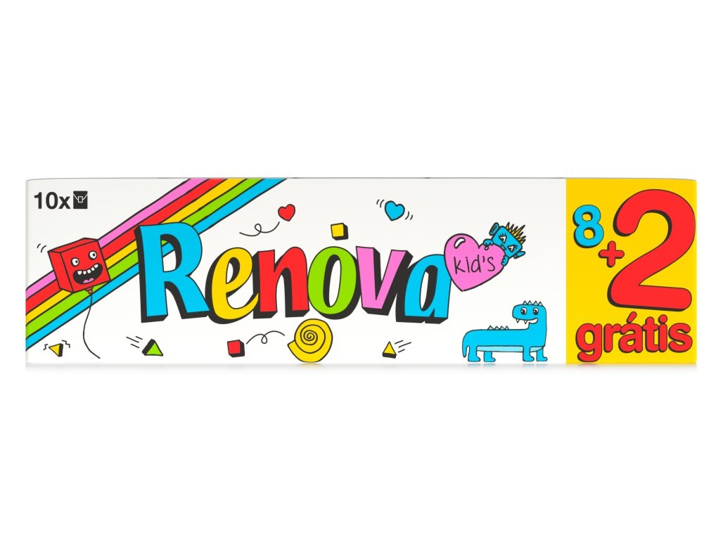 LENÇOS RENOVA DE PAPEL KID'S 8UN MAIS 2 GRÁTIS BRANCO