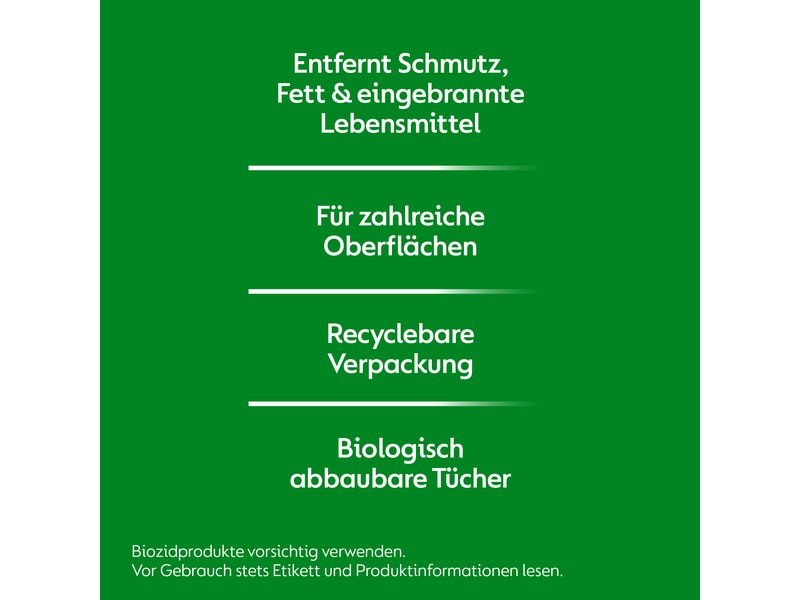 Dettol Küchen Allzweck-Reinigungstücher Limette & Minze 60 Antibakterieller Oberflächenreiniger mit Limette & Minze Duft