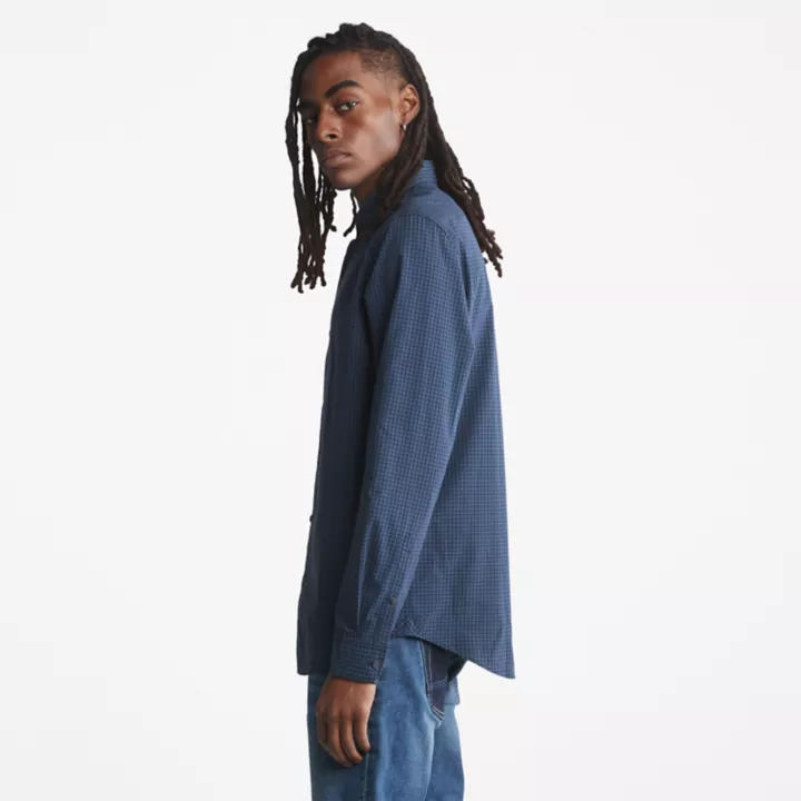 Chemise vichy en popeline pour homme en bleu