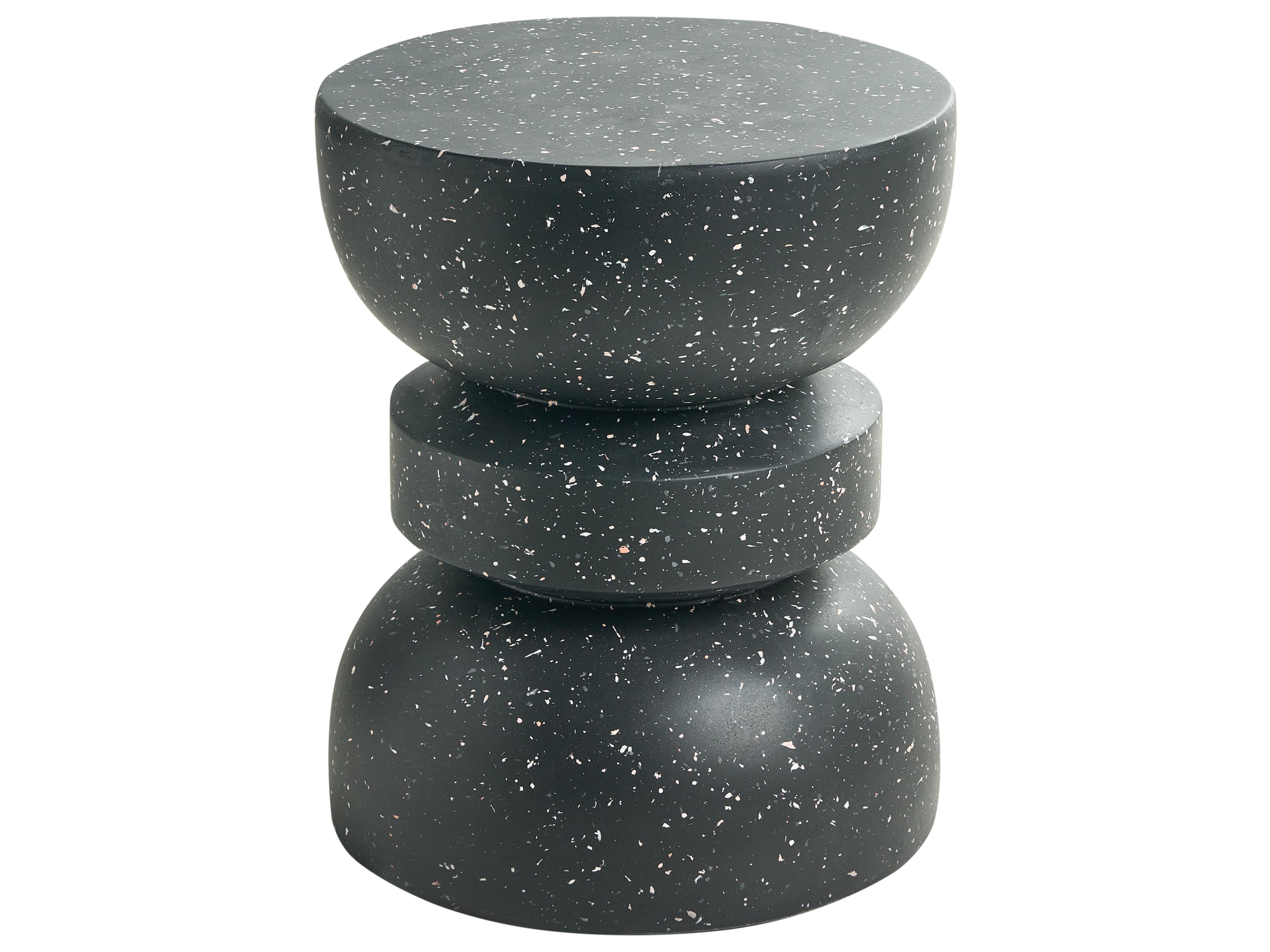 Bijzettafel FALIRO 37 cm 37 cm Terrazzo-effect Zwart terrazzo