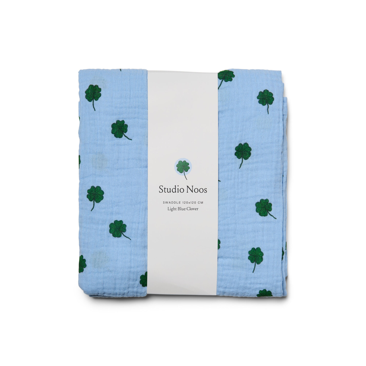 Studio Noos | Swaddle Print Large | Light Blue Clover