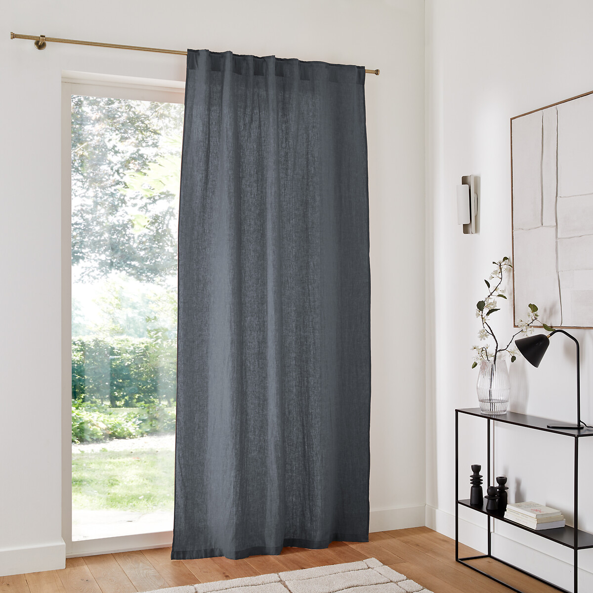 LA REDOUTE INTERIEURS<br>Cortina de linho lavado com laços ocultos Onega