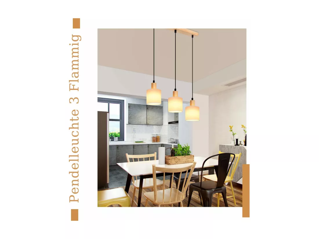 NETTLIFE Suspension bois blanc Diam.47 cm E14 vintage rustique abat-jour en tissu suspendu pour restaurant cuisine salon bureau
