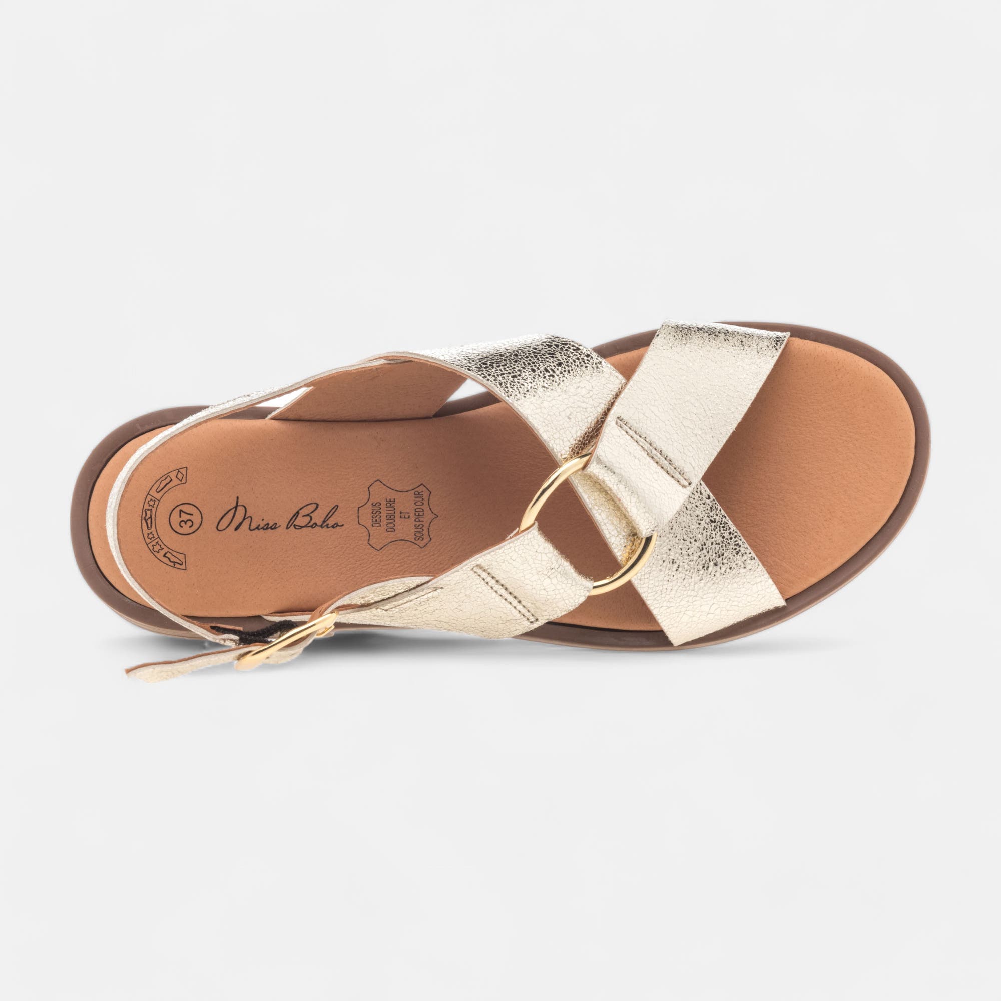 Nu-pieds Femme en cuir or