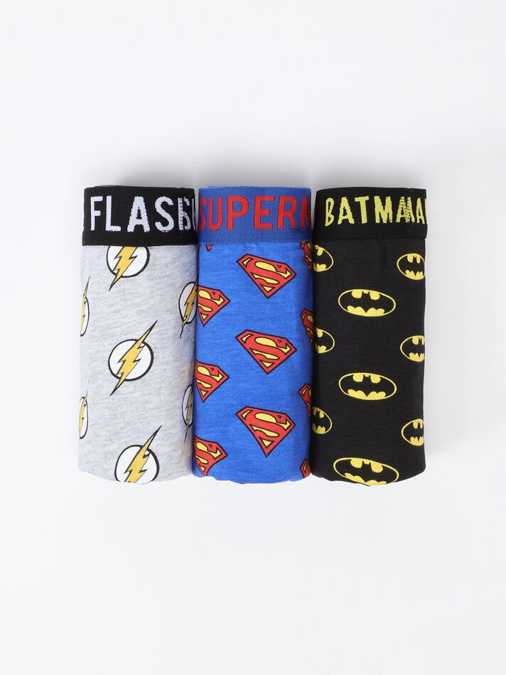 Cuecas Boxer DC Heroes - Pacote com 3 unidades - Cores Variadas
