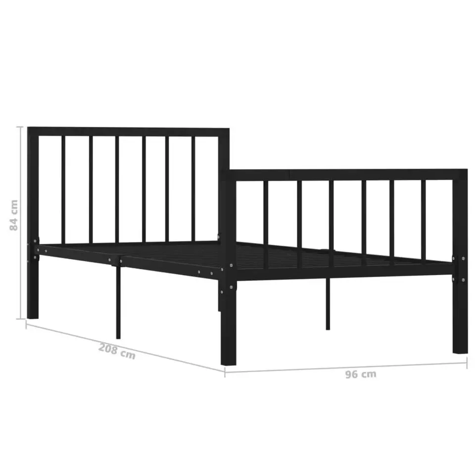 vidaXL - Bed frame met hoofdbord - Zwart - Metaal - 90 x 200 cm