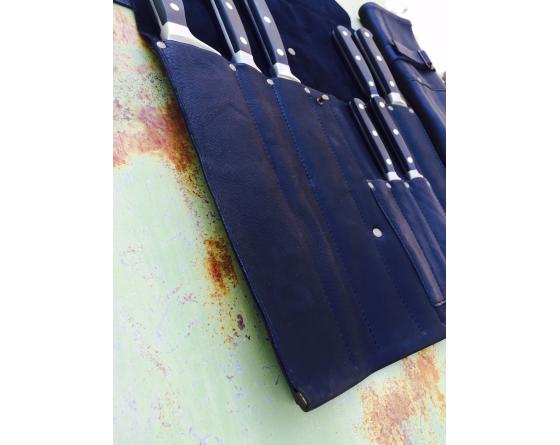 POCHETTE EN CUIR - VD Cuir Noire Pochette cuir pour des couteaux de cuisine professionnel