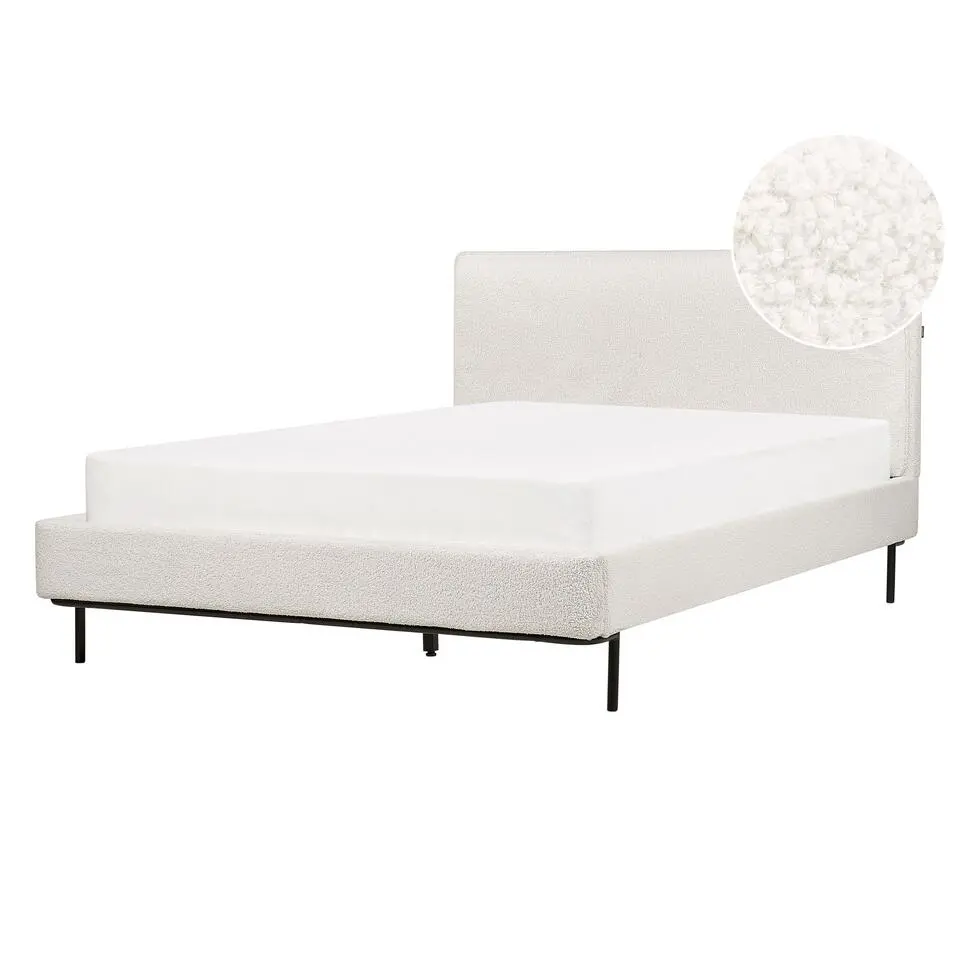 CORIO - Tweepersoonsbed - Wit - 140 x 200 cm - Bouclé
