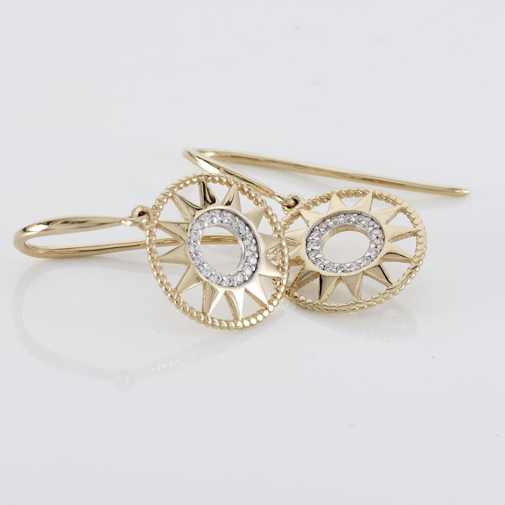 Boucles D'oreilles Pendantes Thallya Or Jaune Oxyde De Zirconium