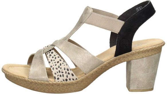 Rieker Elegante Comfortabele Sandalette Zwart Zilver Multicolor Dames