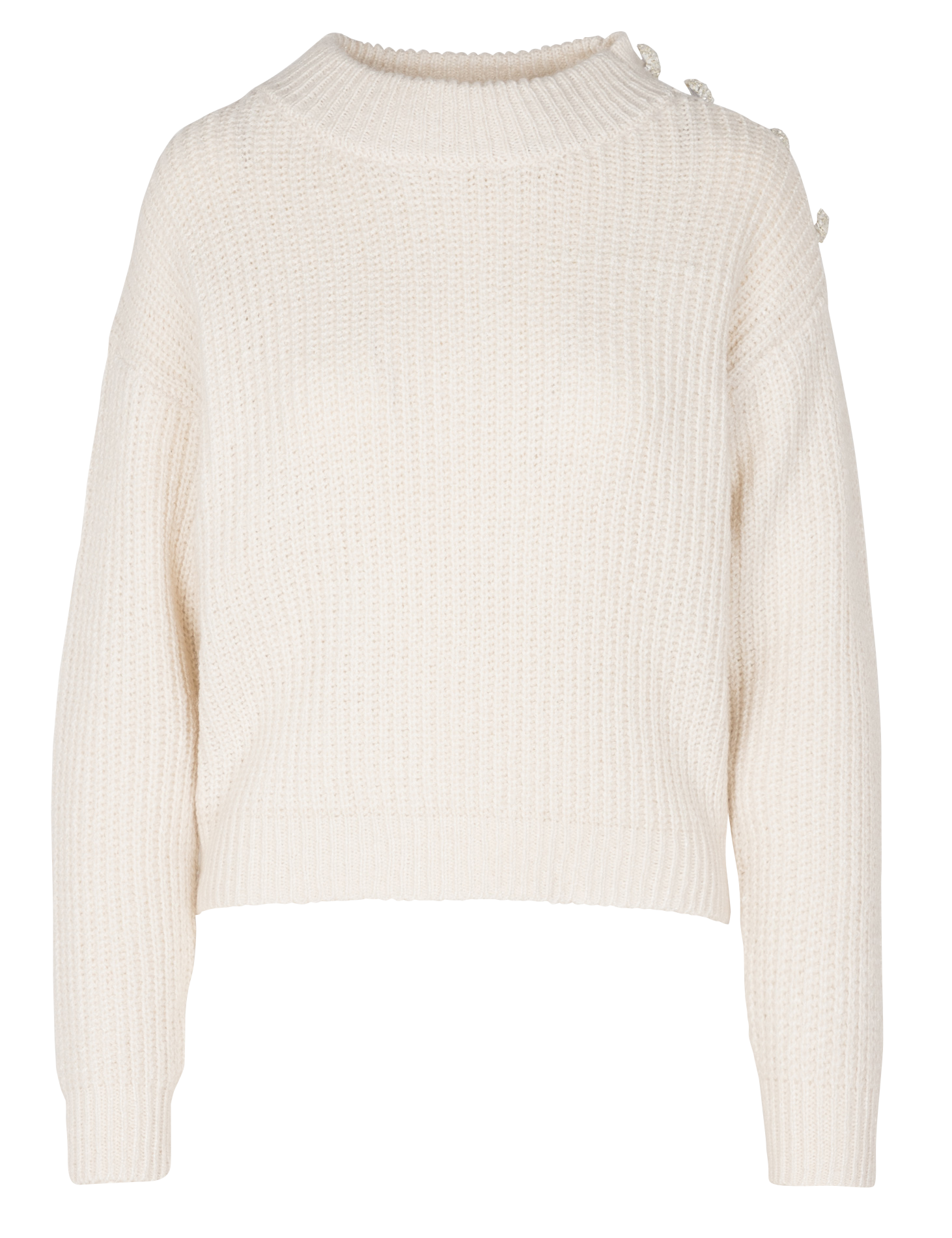 MORISOT - Pull col rond et boutons | Beige