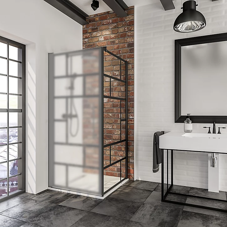 Paroi latérale pour porte de douche pivotante 80 cm NewStyle Schulte style verrière atelier verre transparent anticalcaire
