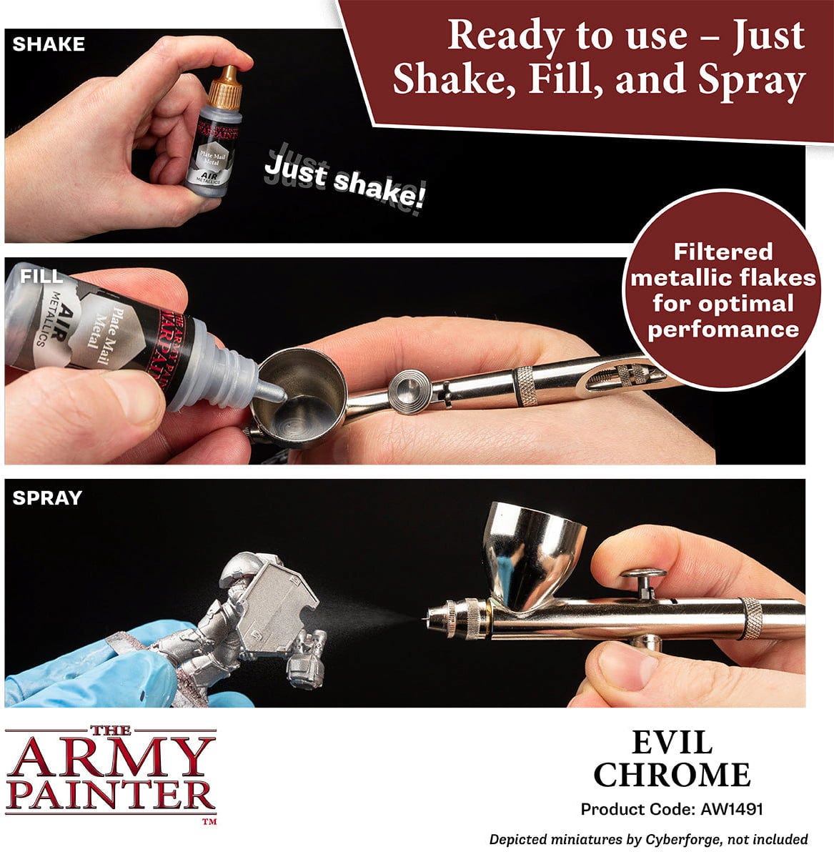 The Army Painter  Warpaints Air Metallics, Fairy Dust    Airbrush-ready Metallicfarben mit ultrafeinen Pigmenten