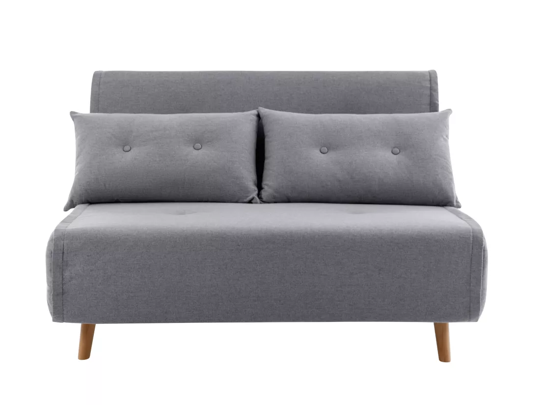 Canapé 2 places convertible en tissu gris clair URIBIA